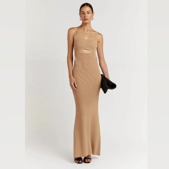 DISSH Carlie Wheat Cut Out Knit Dress Camel Tan Size Large NWT - Picture 11 of 11